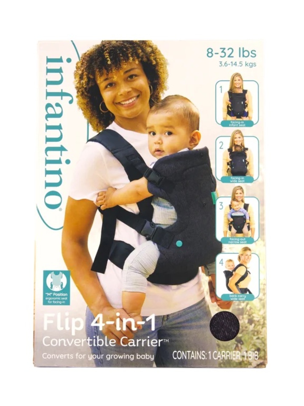 infantino New Black Carrier FLIP 4-IN-1 CONVERTIBLE